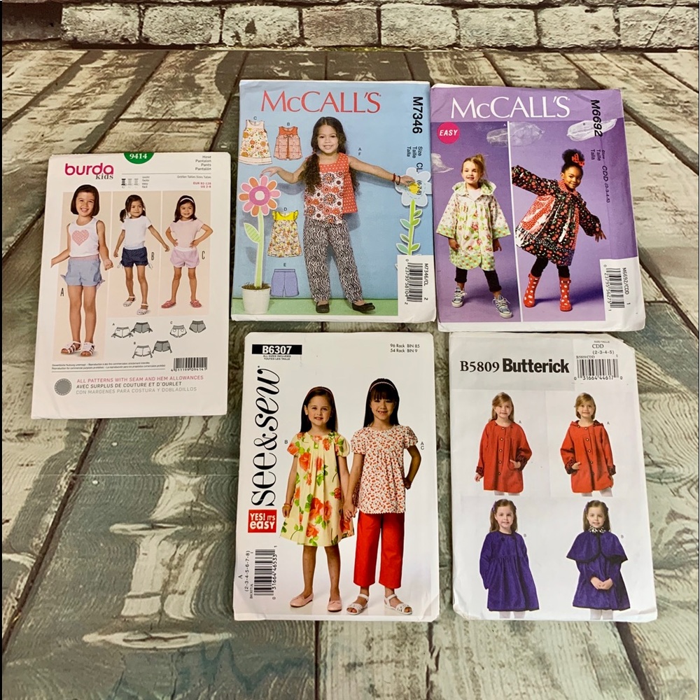 McCall’s & More Girls Sz 2-8 Sewing Patterns